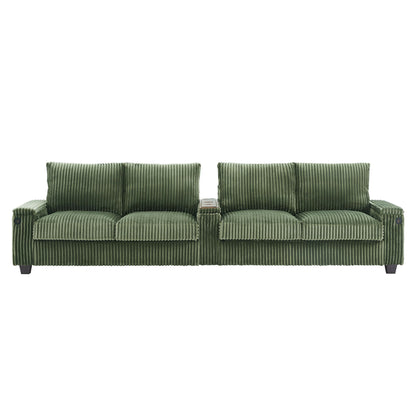 Modern 4 Seater Corduroy Sofa Couch With USB Ports And Hidden Storage