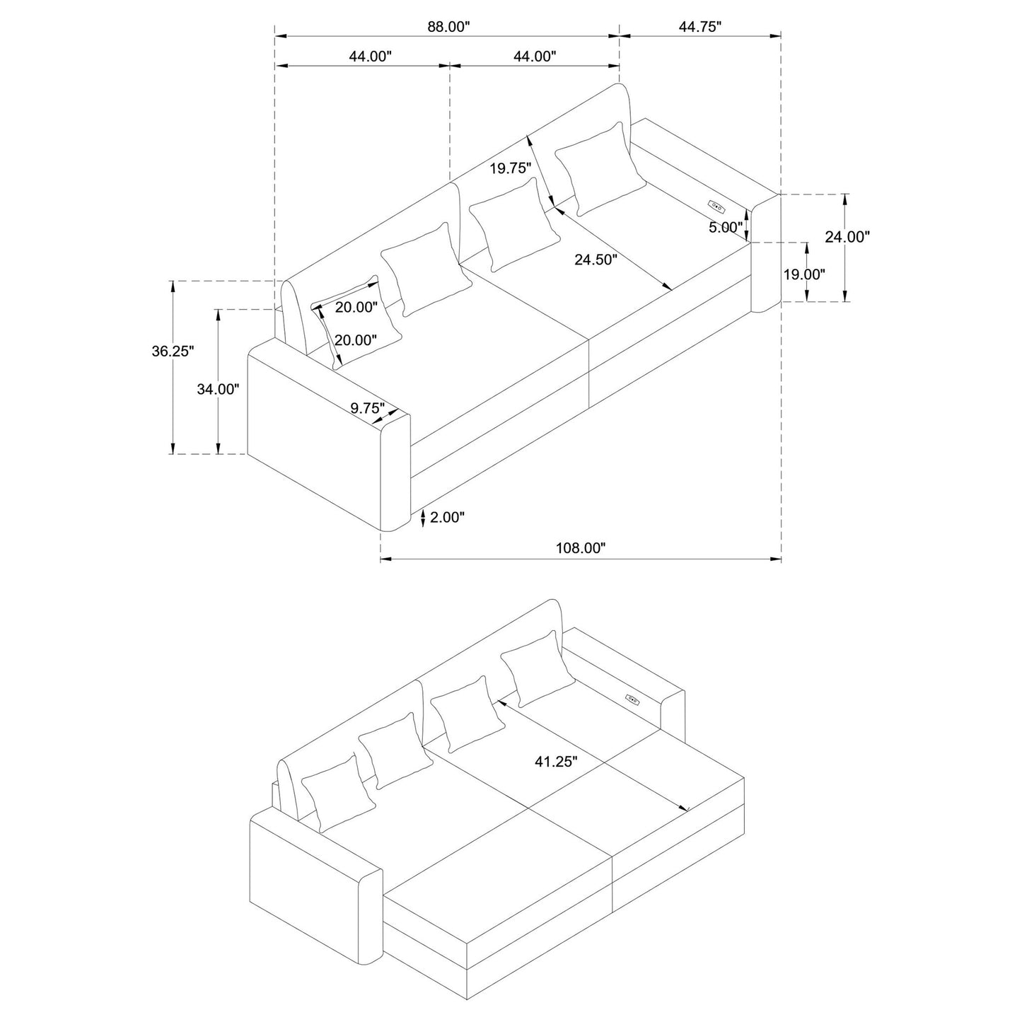 Clifford - Dual Power Chaise Sofa