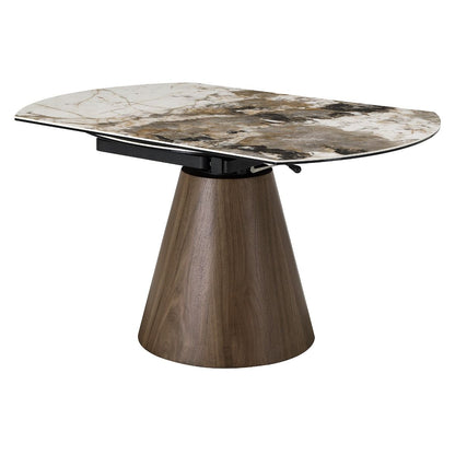 Eada - Dining Table With Ceramic Top - Beige Chenille, Ceramic Top & Walnut