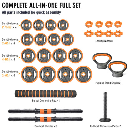 Adjustable Dumbbell Set, 4 In 1 Convertible Weights