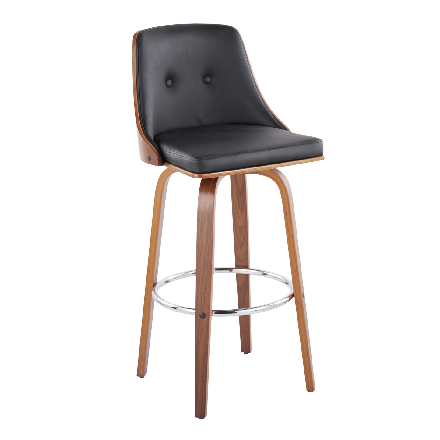 Gianna - Mid Century Modern Fixed Height Barstool With Swivel With Round Footrest (Set of 2)