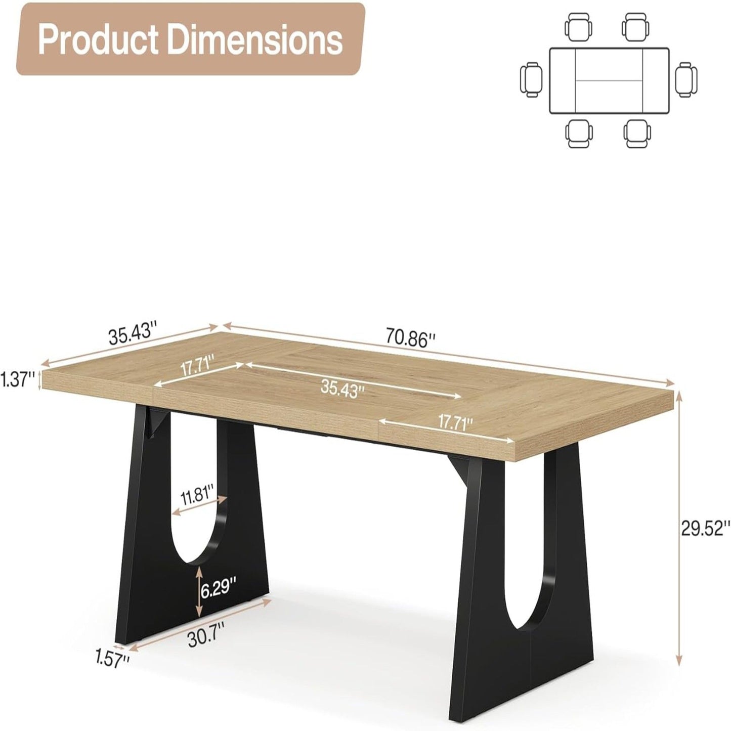 Dining Large Rectangular Kitchen & Dinner Table