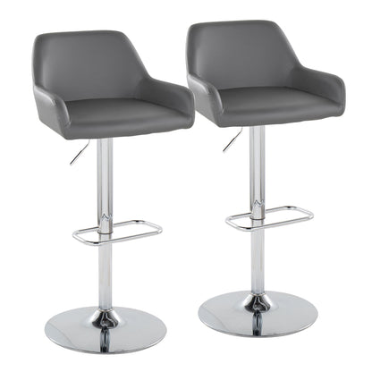 Daniella - Contemporary Adjustable Barstool With Swivel With Rounded Rectangle Footrest (Set of 2)