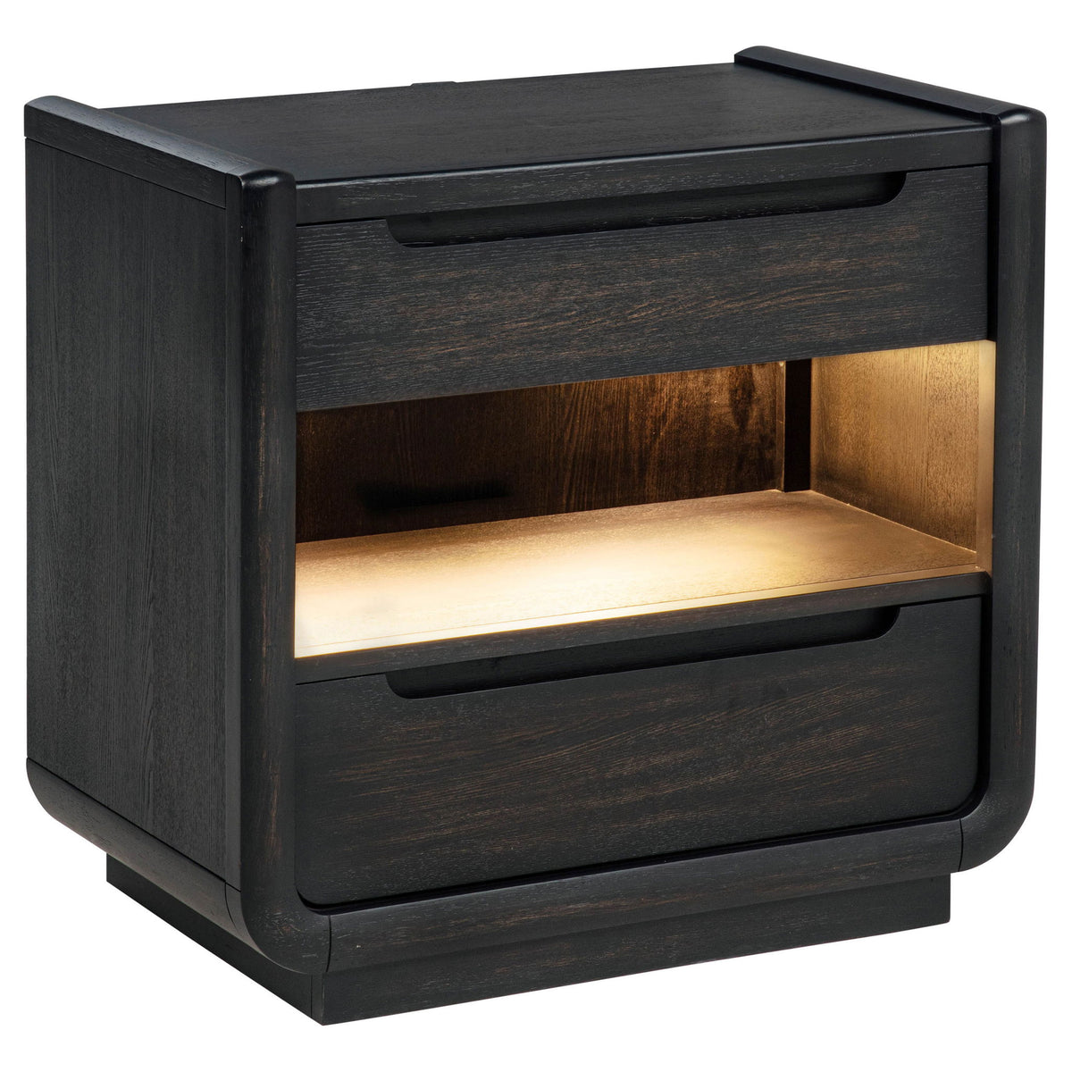 Bangor - 2 Drawer LED Nightstand With USB - Black