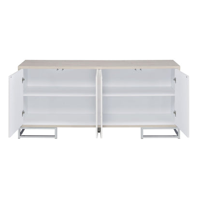 Panos - Console Cabinet - White Marcle / Chrome