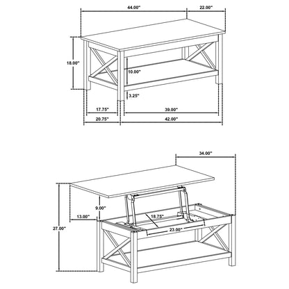 Slater - Lift Top Coffee Table With X Frame Design - White