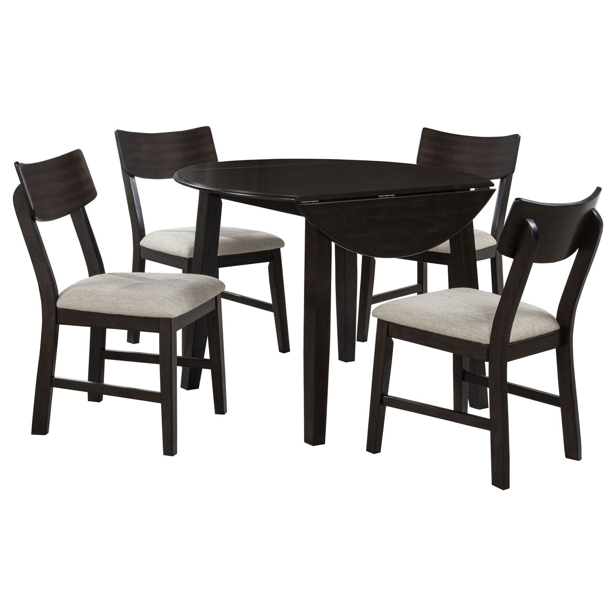 Jackie - 5 Piece Dining Set With Drop Leaf Table And Side Chairs - Dark Coffee