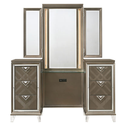Skylar - Vanity Desk & Mirror - Dark Champagne
