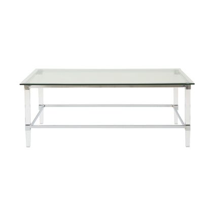 Ultra Modern Rectangle Coffee Table With Tempered Glass Surface - Clear