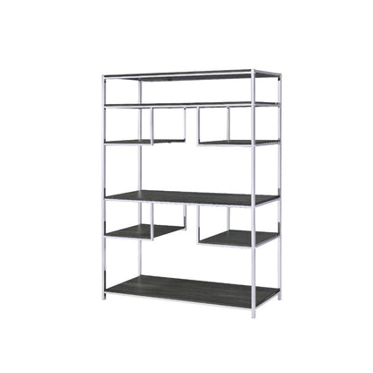 Vonara - Bookshelf - Rustic Gray Oak & Chrome