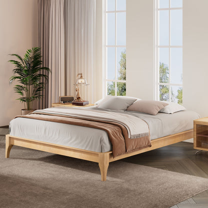 Solid Dry Bamboo Platform Bed Frame, With Slat Support