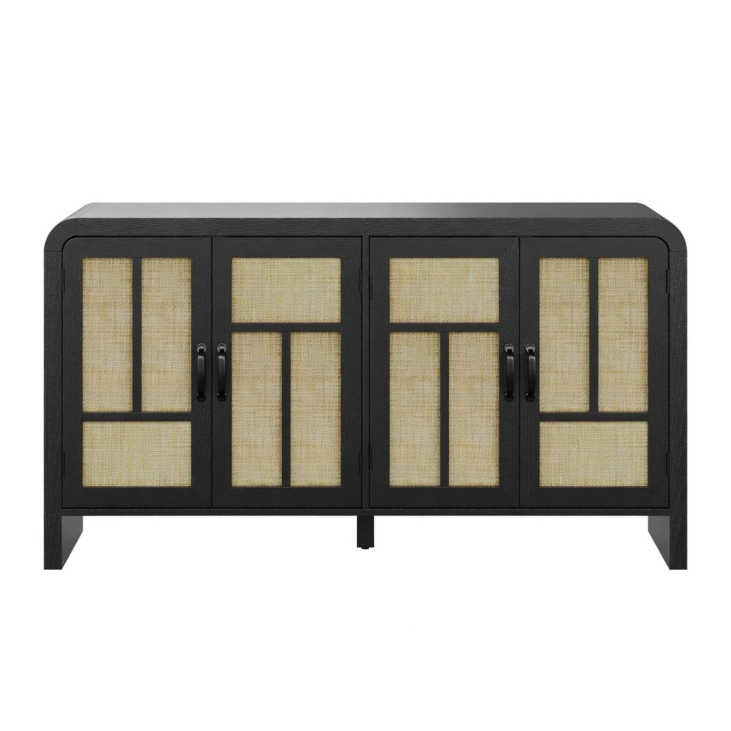 Sideboard Buffet Cabinet With 4 Doors & Adjustable Shelves - Black