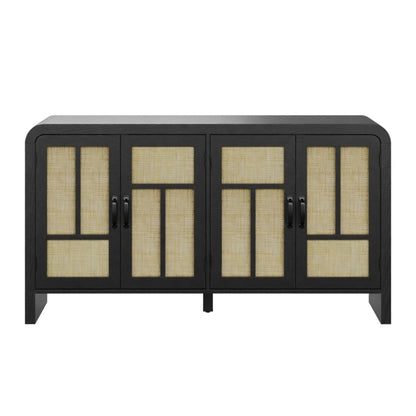 Sideboard Buffet Cabinet With 4 Doors & Adjustable Shelves - Black