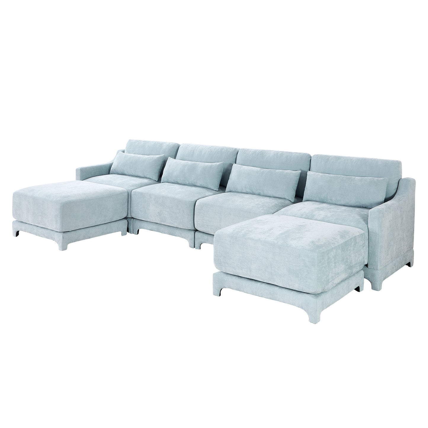 Stylish Sofa With Ottoman And Lumbar Pillows, Ergonomic Design