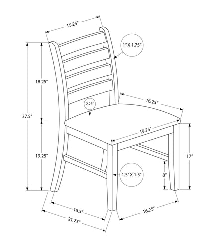 Dining Chair, Dining Room, Side, Upholstered, Transitional (Set of 2) - Brown