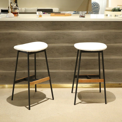 Modern Bar Stools Comfortable & Stylish, Soft Fabric Upholstered, Backless (Set of 2)
