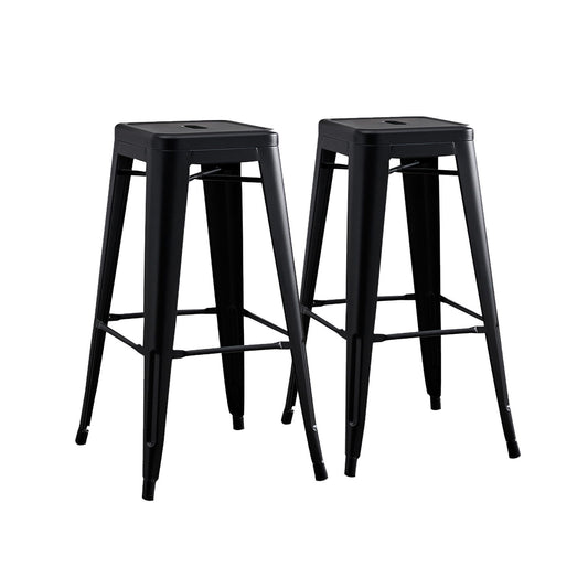 Backless Lightweight Bar Stools (Set of 2) - Black