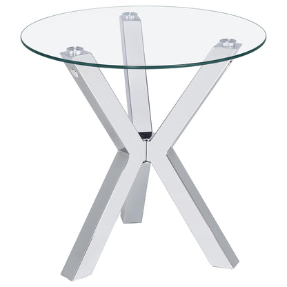 Alexa - Round Tempered Glass Top End Table - Chrome