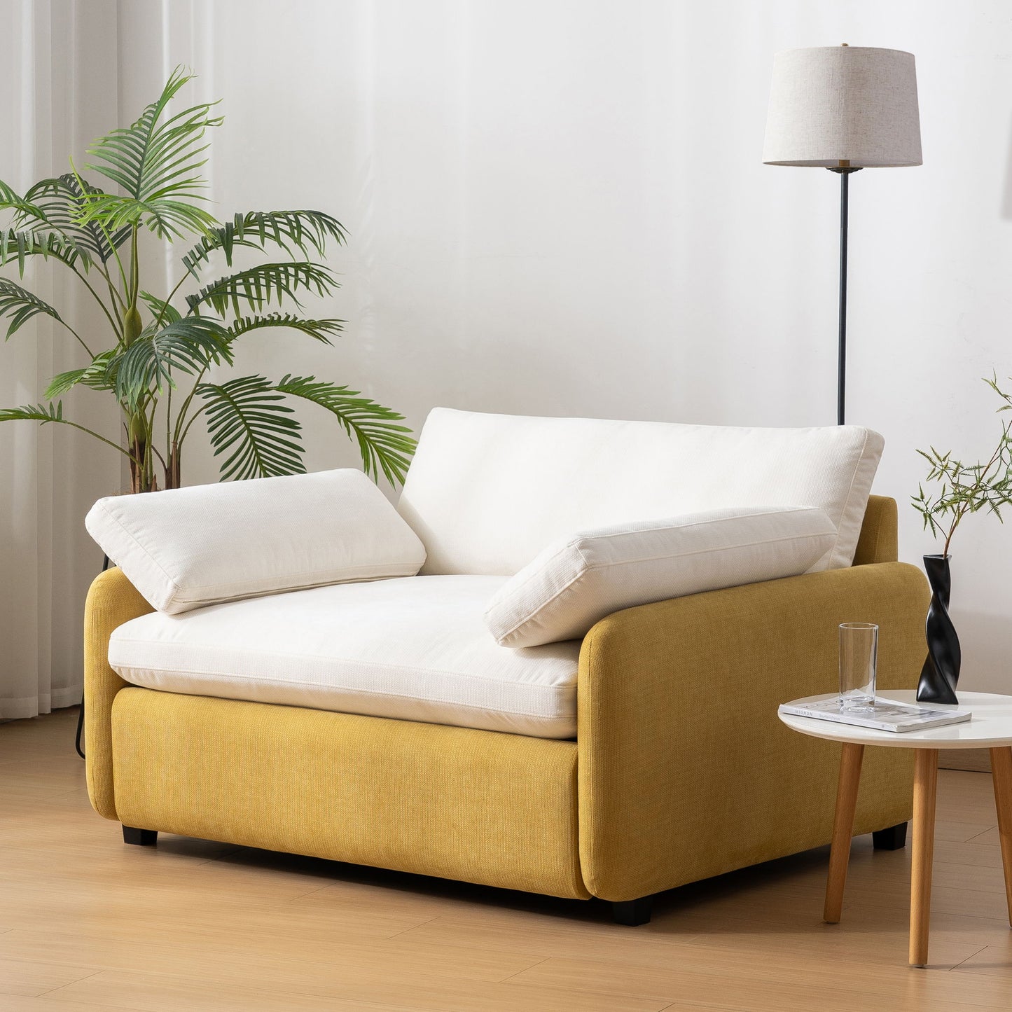 Oversized Single Sofa Chair Wide And Deep Seat, Modern Upholstered Comfy Blocking Couch Lounge With Pillows