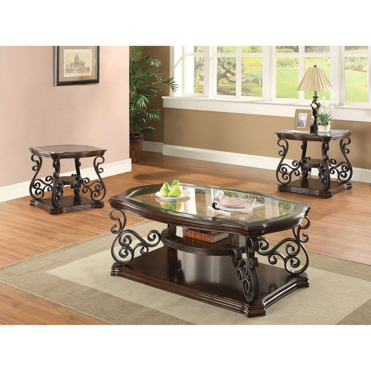 Arrize - Coffee And End Table Set With Scroll Legs