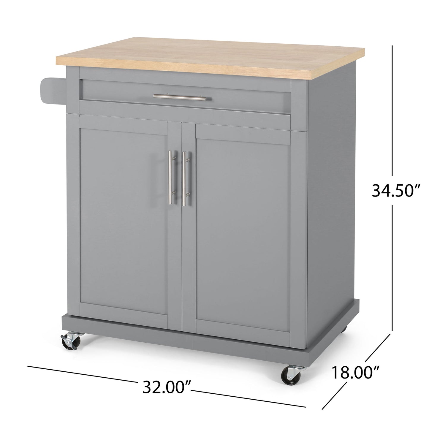 Negley - Contemporary Kitchen Cart With Wheels - Gray