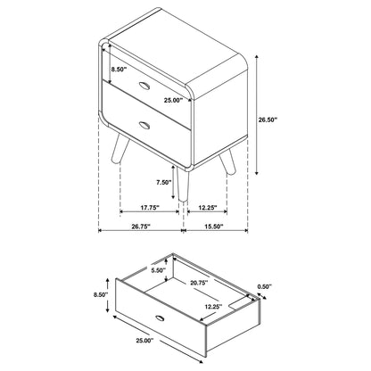 Winston - 2 Drawer Nightstand - Ash Brown