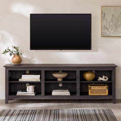 Modern Transitional 3 Shelf Open Storage 70" TV Stand For 80" TVs