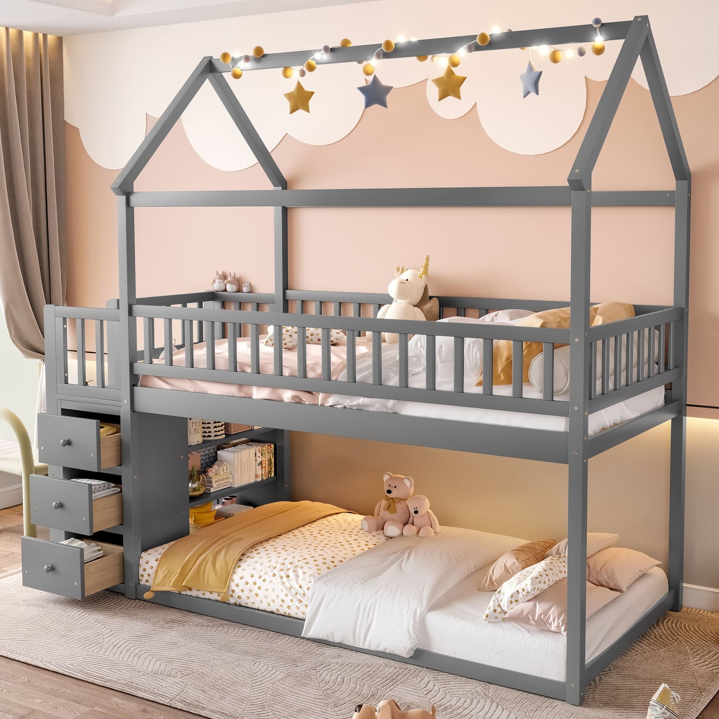 Bunk Bed With Shelves And Drawers, Storage Focused Design