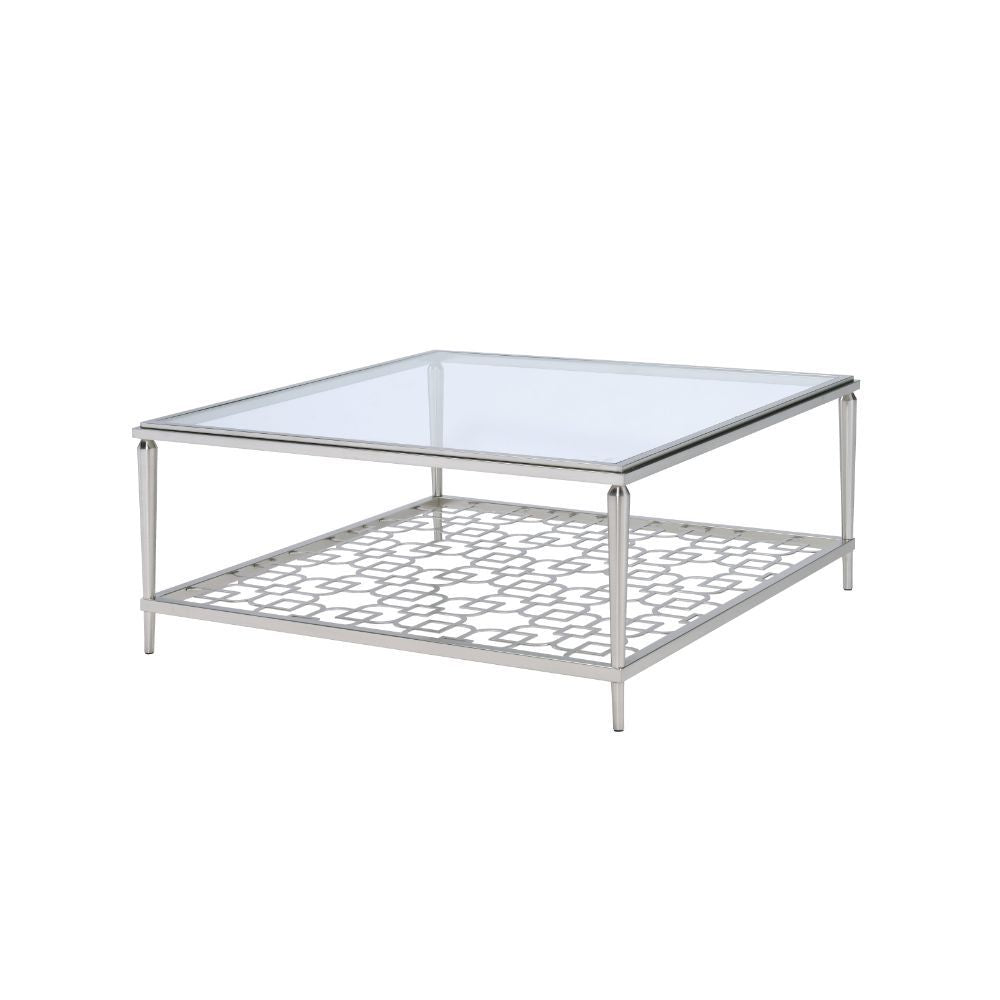 Naiya - Coffee Table - Nickel & Clear Glass