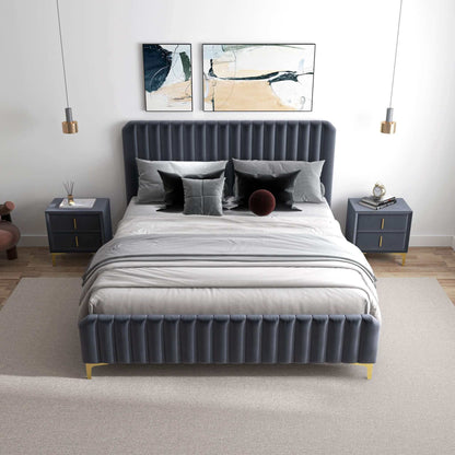 Bethany - Queen Upholstered Platform Bed - Gray