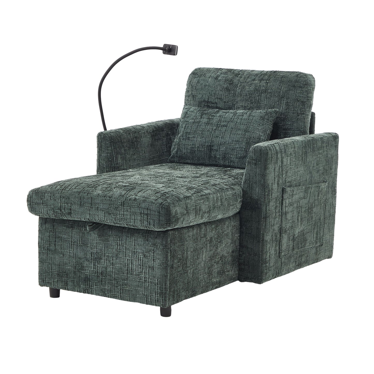 Multifunctional Chenille Recliner Sofa With Storage And Phone Bracket