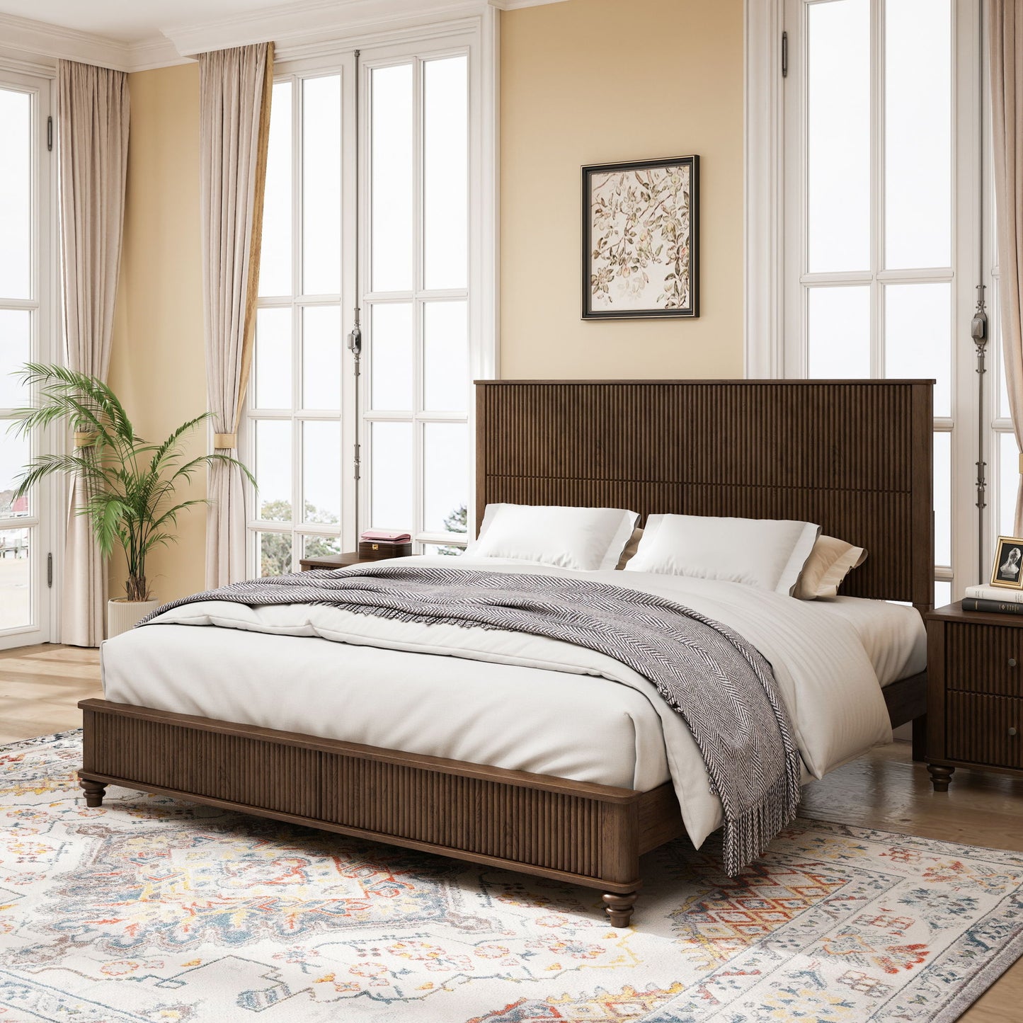 Platform Bed Frame & Tall Headboard