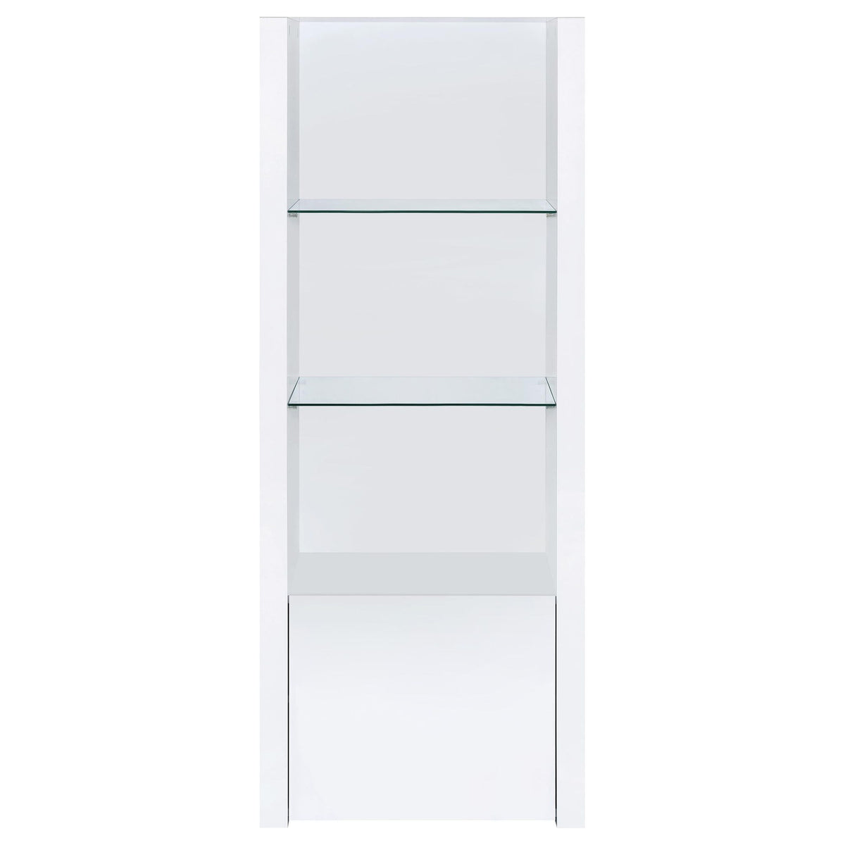 Lance - 3 Shelf Media Tower With Shelves And Hidden Cabinet - Gloss White