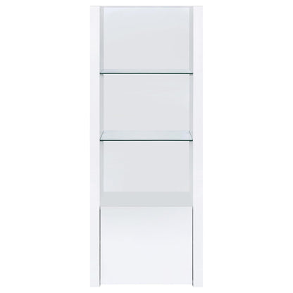 Lance - 3 Shelf Media Tower With Shelves And Hidden Cabinet - Gloss White