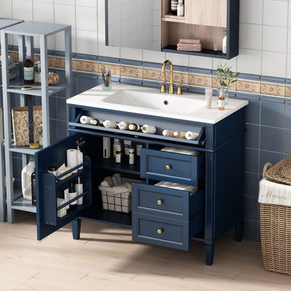 Bathroom Vanity & Top Sink, Modern Bathroom Storage Cabinet With 2 Drawers And A Tip-Out Drawer