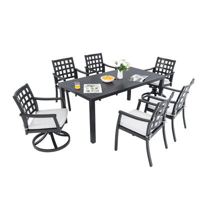 Modern Classic Outdoor Patio Dining Set, Rectangular Table & Dining Chairs, Rust Free, Weather Resistant