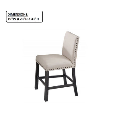 Upholstered Counter Dining Chair, Nailhead Trim (Set of 2) - Natural