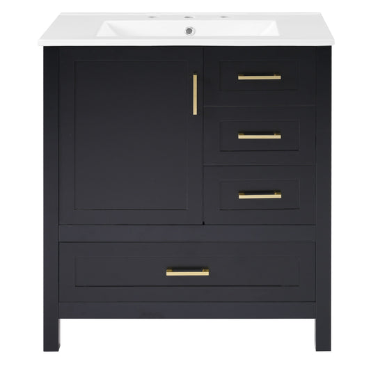 Modern Bathroom Vanity With Ceramic Sink, Solid Frame And Storage Solutions