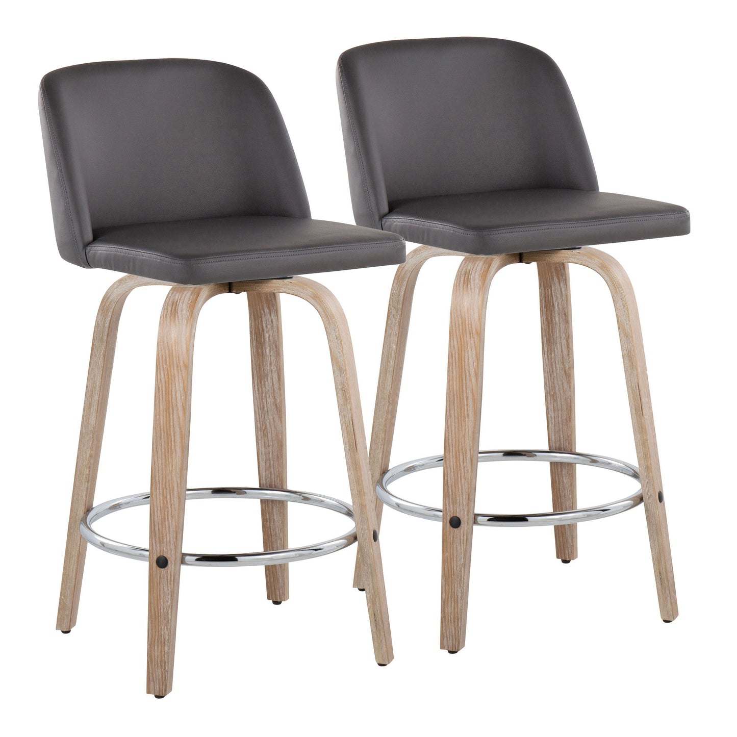 Toriano - Modern Design Fixed Height Counter Stool With Swivel With Round Footrest (Set of 2)