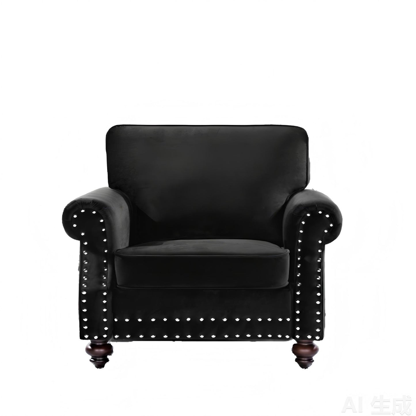 Upholstered Accent Armchair With Turned Legs For Living Room