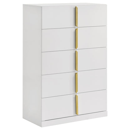 Lauryn - 5 Drawer Bedroom Chest - Gloss White