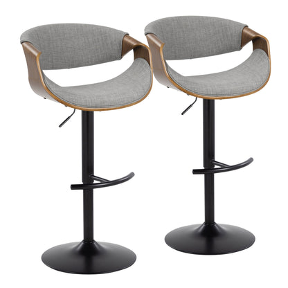 Curvo - Mid Century Modern Adjustable Barstool With Swivel & Rounded T Footrest (Set of 2)