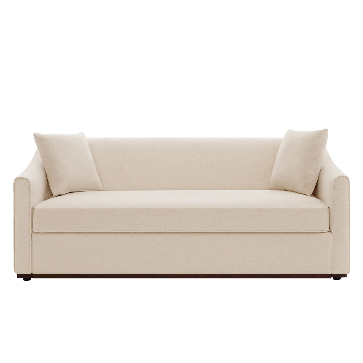 3 Seater Sofa With Wrap Around Armrests And Throw Pillows, For Living Room - Oatmeal