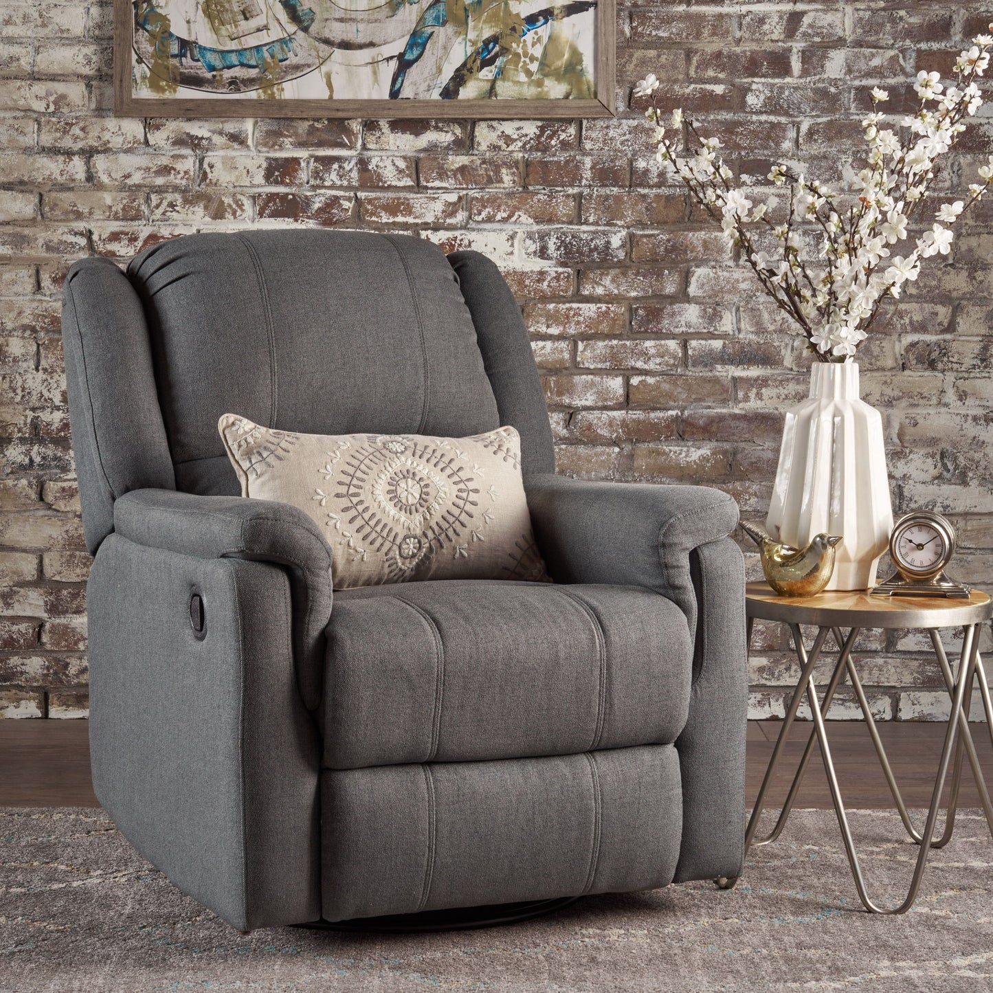 Glider Recliner With Swivel, Manual Reclining Chair