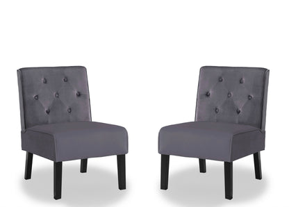 Reese - Living Room Armless Button Tufted Pattern Accent Chair (Set of 2)
