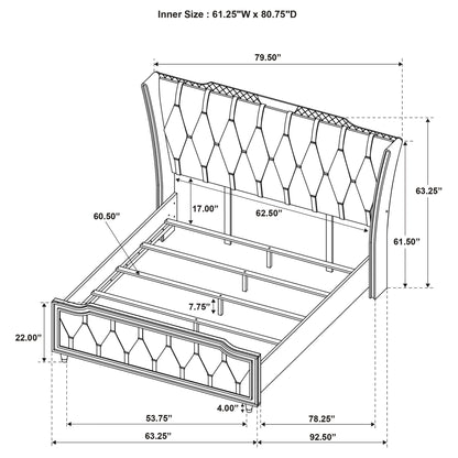 Bedroom Set With LED Lighting And Charging Nightstand