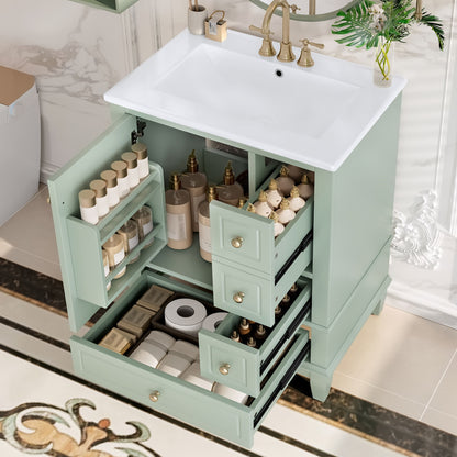Modern Bathroom Vanity With Sink, Freestanding Cabinet With Drawers And Storage Shelves