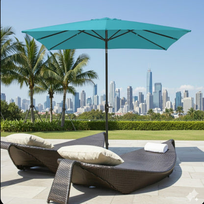 Rectangular Patio Umbrella With Crank Tilt, Polyester UV-Resistant Canopy