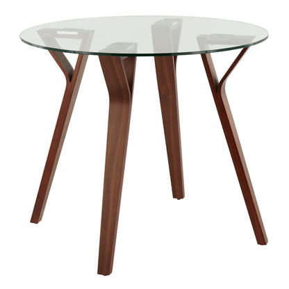 Folia - Mid-Century Modern Round Dinette Table - Walnut / Clear