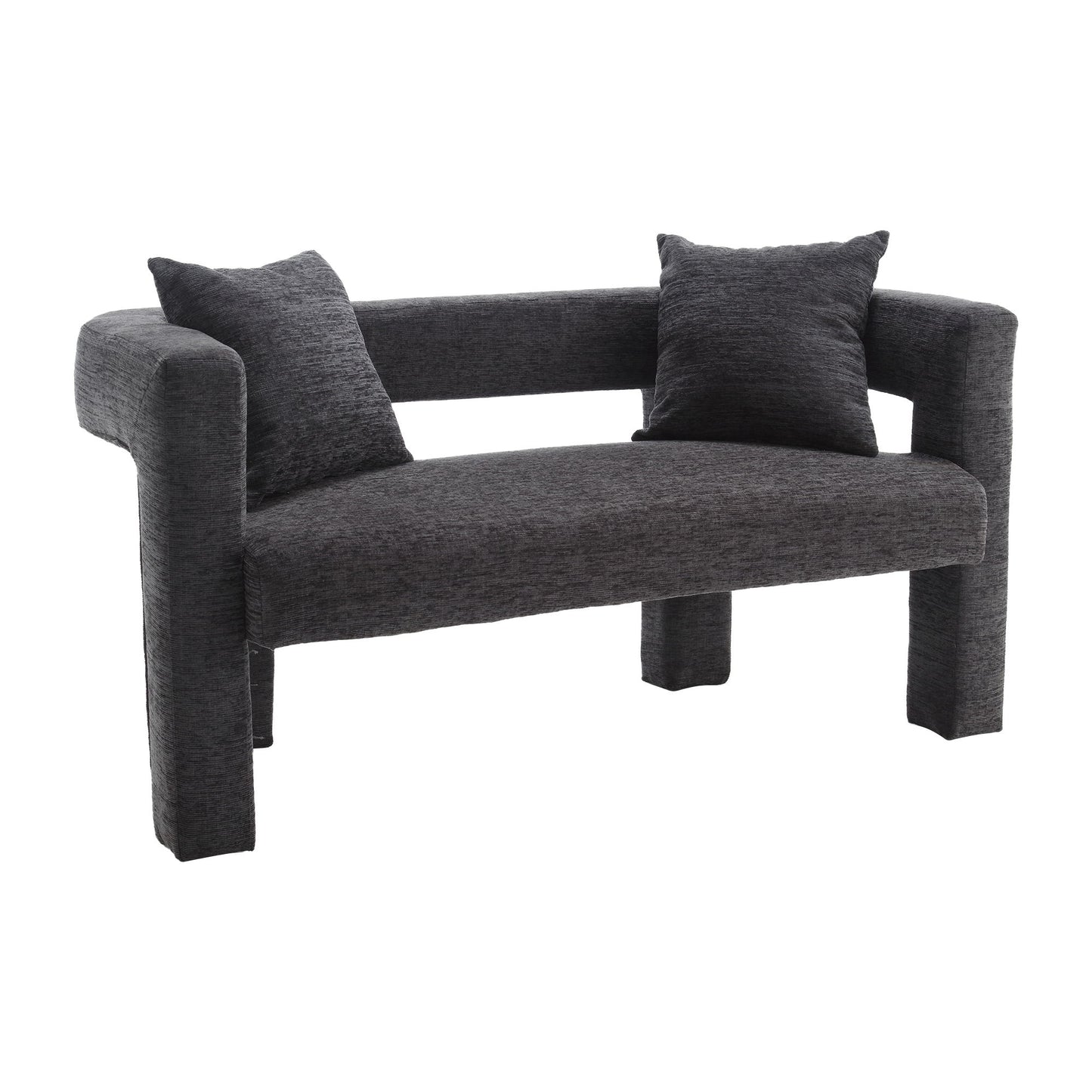 Modern Chenille Loveseat Sofa, Comfy Upholstered 2 Seater
